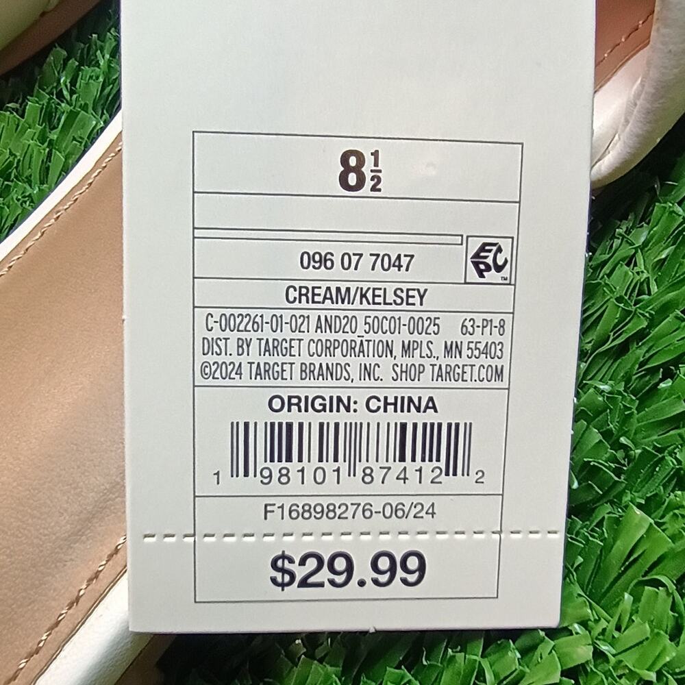 A New Day Kelsey Cream Pearl Buckle Slide Sandals 8.5 NWT - Picture 5 of 6